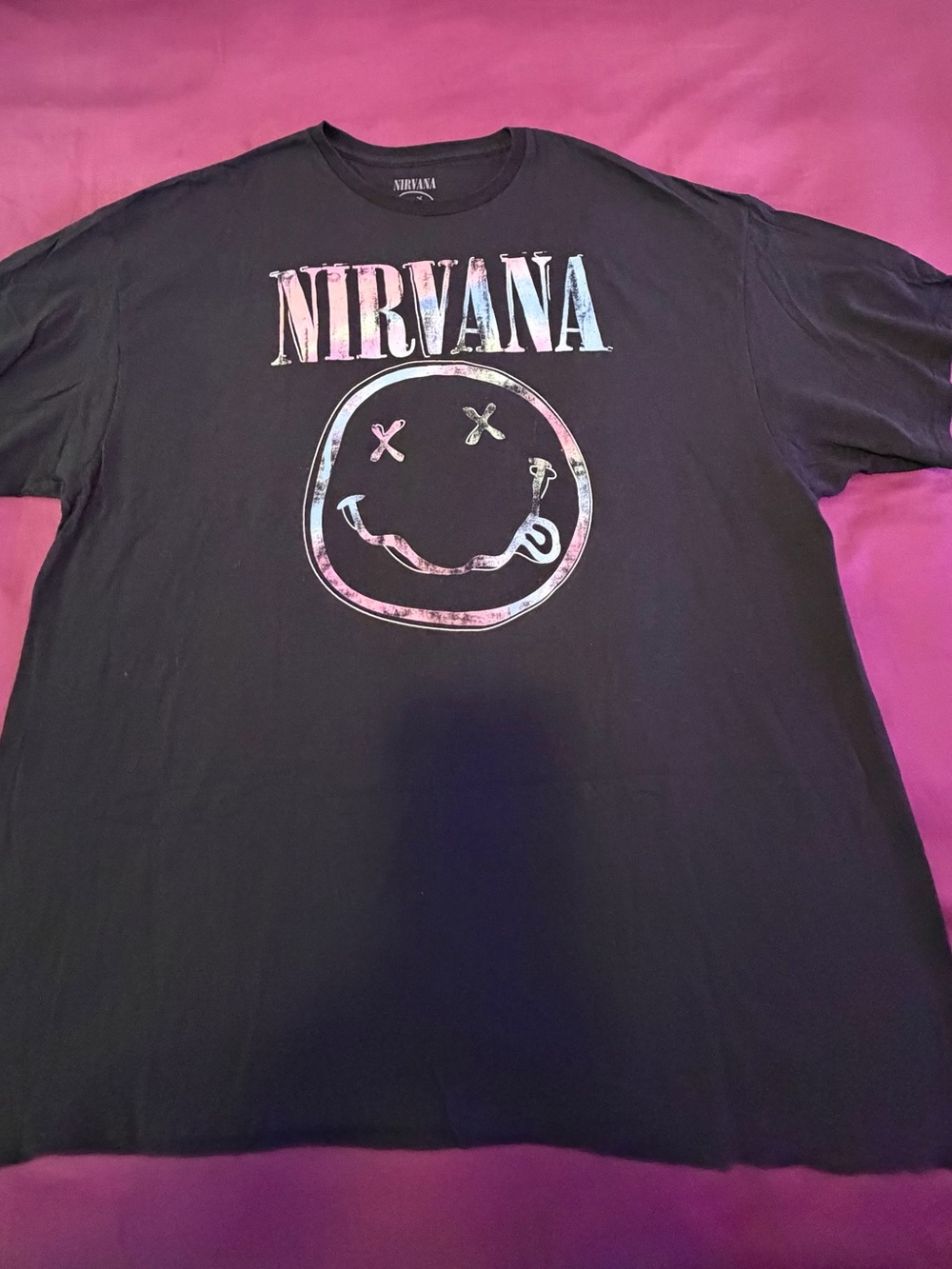 Hot Topic Nirvana Black Tee with Iridescent Logo